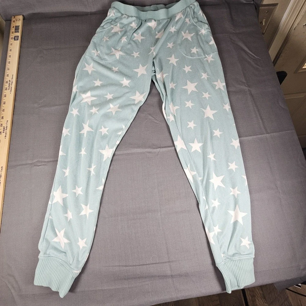 Cuddl Duds 2 piece pj / loungewear turquoise/white‎ stars long sleeve Size S